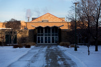 010617 MCOM Atterbury Student Success Center South entrance at sunrise with snow