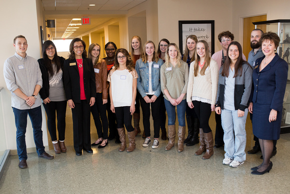 Students Posed Together with Dean Cary