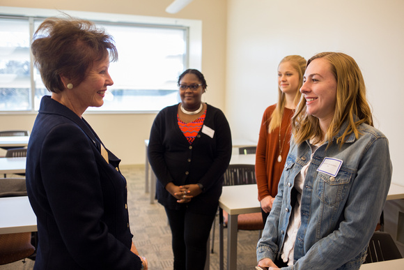 Dean Cary Talking to Students