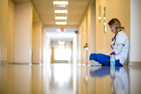 042618 NHS Nursing Students in hallway and in skills lab